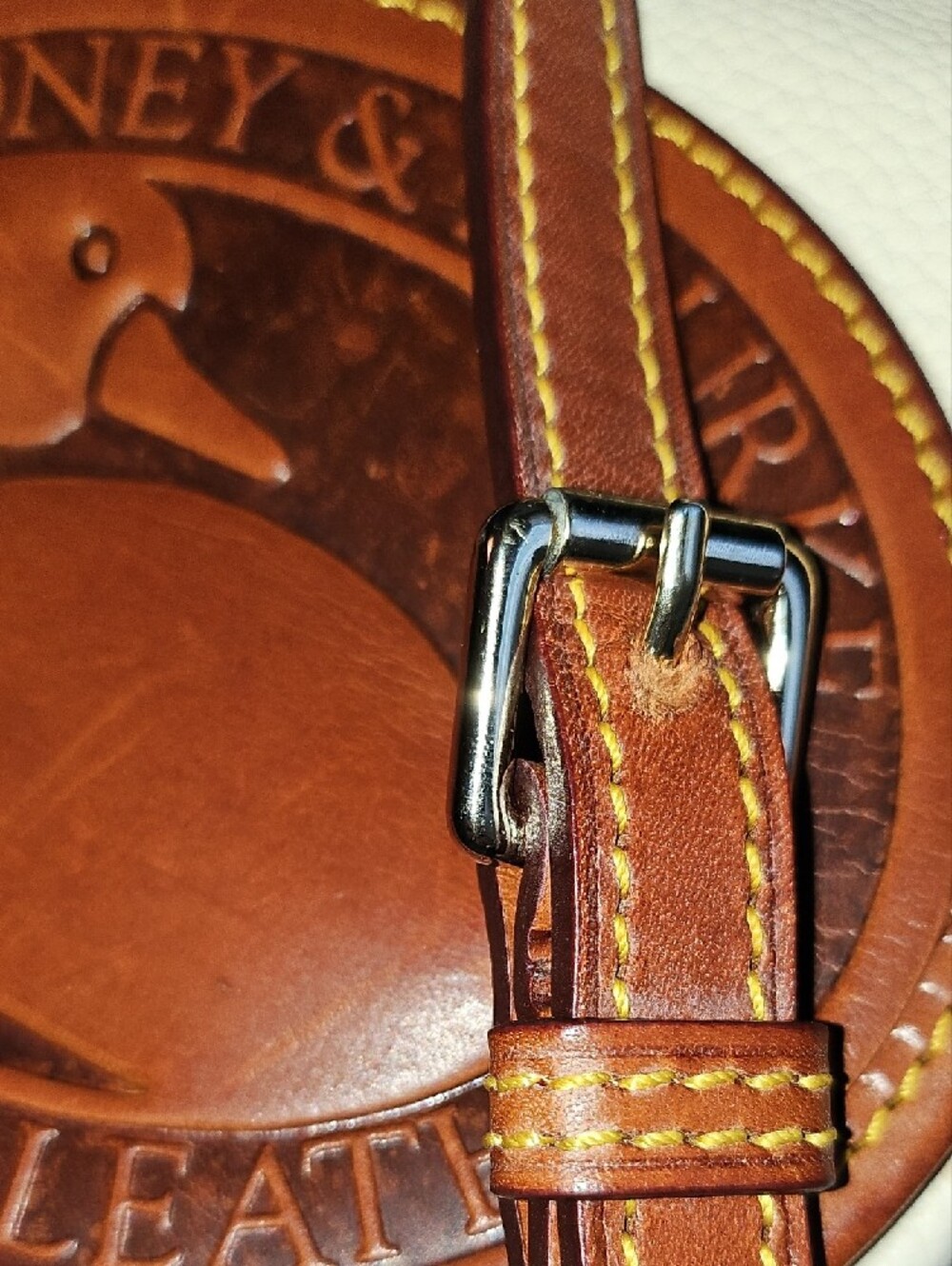 Dooney & Bourke Cream and Brown Leather Duck Crossbody - Picture 8 of 8